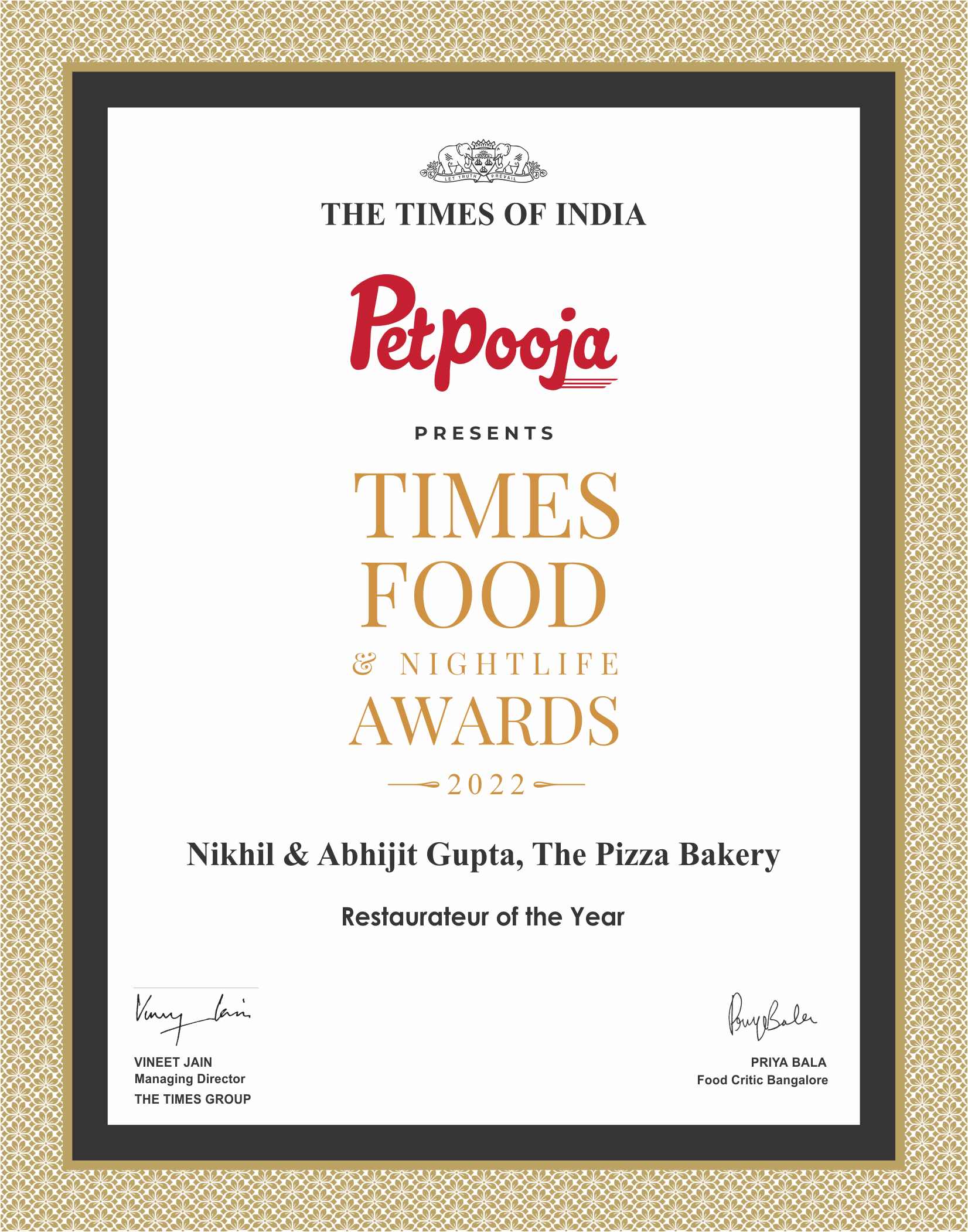 Times Food Awards 2022 – Restaurateur of the Year
